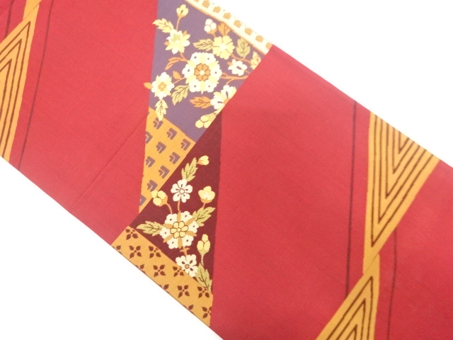 JAPANESE KIMONO / ANTIQUE FUKURO OBI / SILK / WOVEN FLOWERS